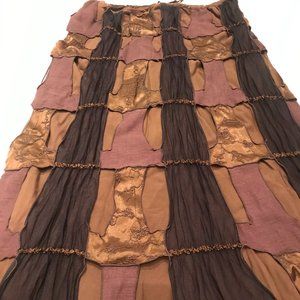 Gorgeous Vintage Brown Ohm Boho Layered Skirt